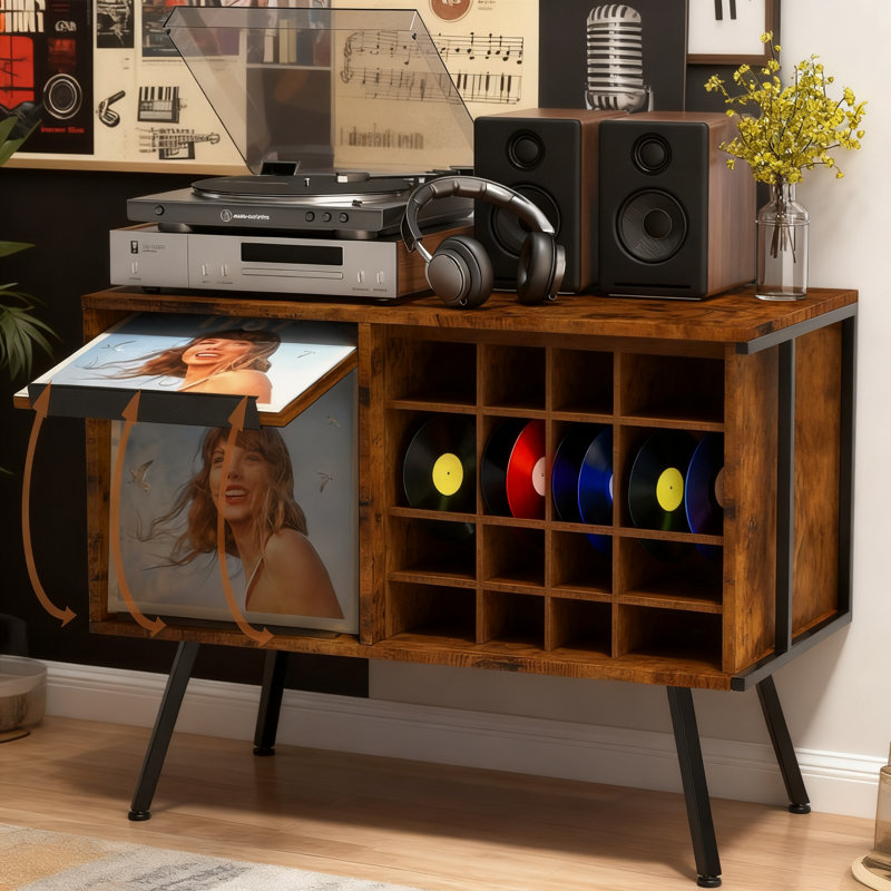 Record Player Stand With Vinyl Record Storage