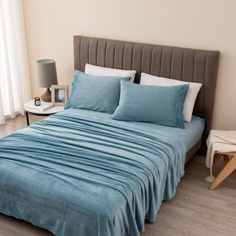 Ensembles de draps en velours ultra doux, Reine, Bleu californien