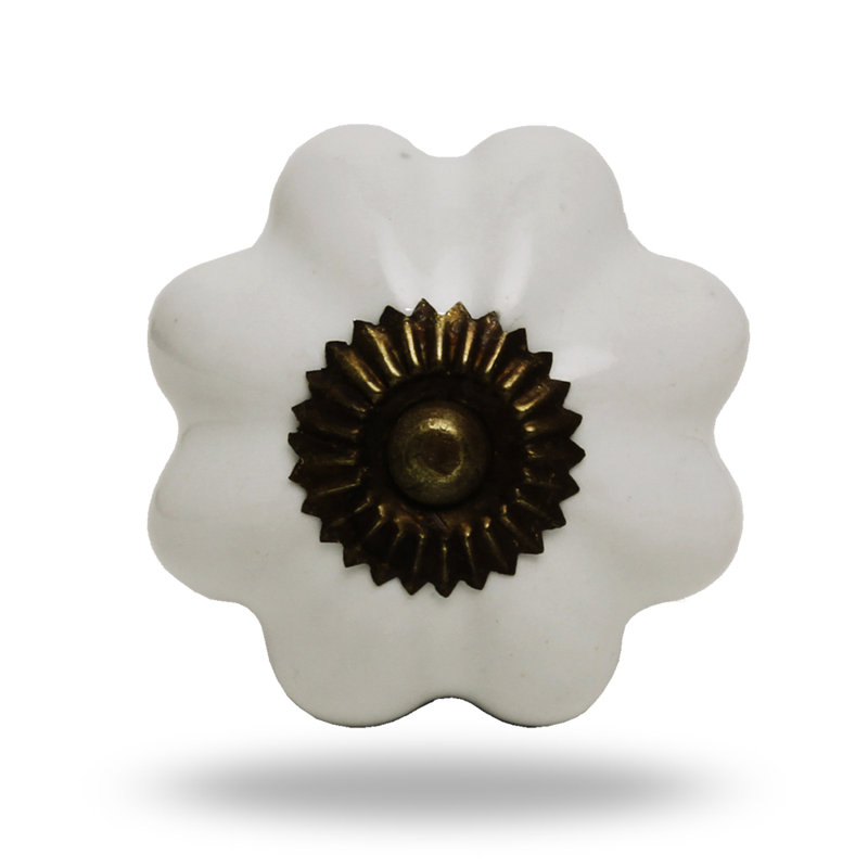 Oversized 1.6" Length Novelty Knob Multipack, Off-White/Bronze