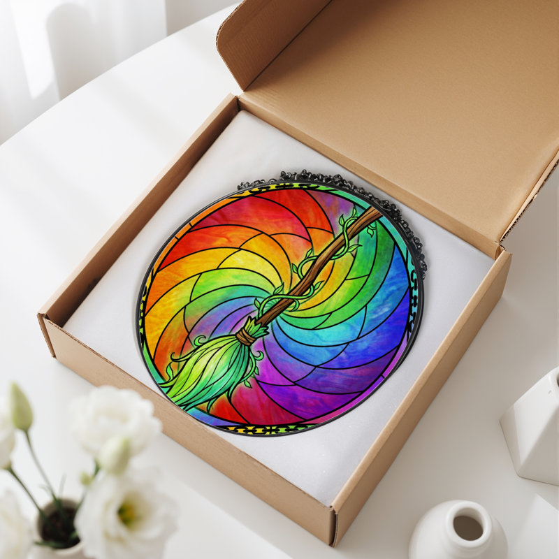 Panneau de vitrail en verre coloré 12 "H Rainbow