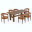 Ensemble de salle à manger 7 pièces, table en bois d'hévéa de 180 cm avec 6 chaises en similicuir, coussins et structure en fer, mobilier de cuisine moderne pour salle à manger