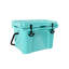 Glacière rigide isolée de 25 pintes (23 L) pour la plage et les voyages : conservation du froid jusqu’à 5 jours, matériau résistant aux chocs, poignée ergonomique, décapsuleur intégré, porte-gobelet avec gabarit, design en plastique turquoise.