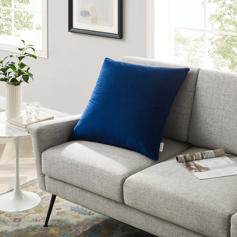 Enhance Performance Velvet Throw Pillow by Modway, 23.5" x 23.5", Navy
