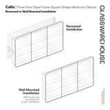 Three Door Steel Frame Square Shape Medicine Cabinet