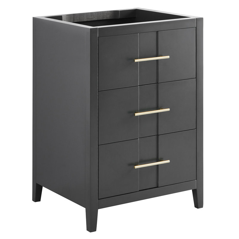 Iconic 24" Freestanding Standard Single Bathroom Vanity with Top, Black, Gold