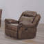 Fauteuil inclinable et oscillant brun avec passepoil contrastant et accoudoirs coussinés