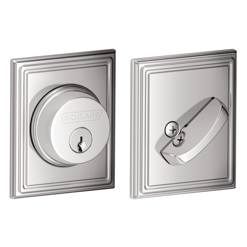 Single Cylinder Deadbolt with Addison Trim, Bright Chrome