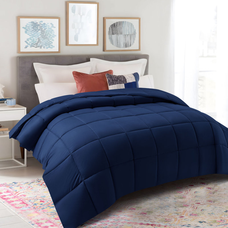 Machine Braided Comforter, Navy, Queen Comforter