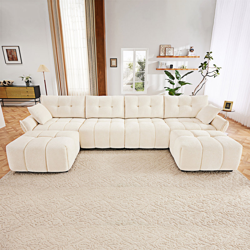 Canapé modulaire avec repose-pieds Upholstery, Blanc