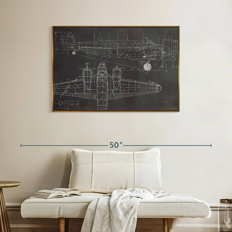 Plan de l'avion, Cadre flottant doré, 40 po x 27 po