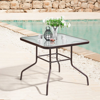 Ainikki Square Metal Outdoor Dining Table With Umbrella Hole , 33.5'' in. W 33.5'' in. D