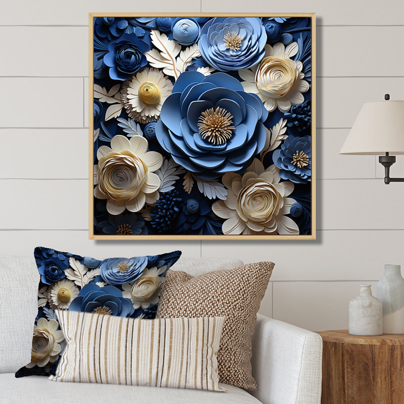 Ranunculus Bouquet IV sur toile, Cadre naturel flottant, H 36 po x l 36 po
