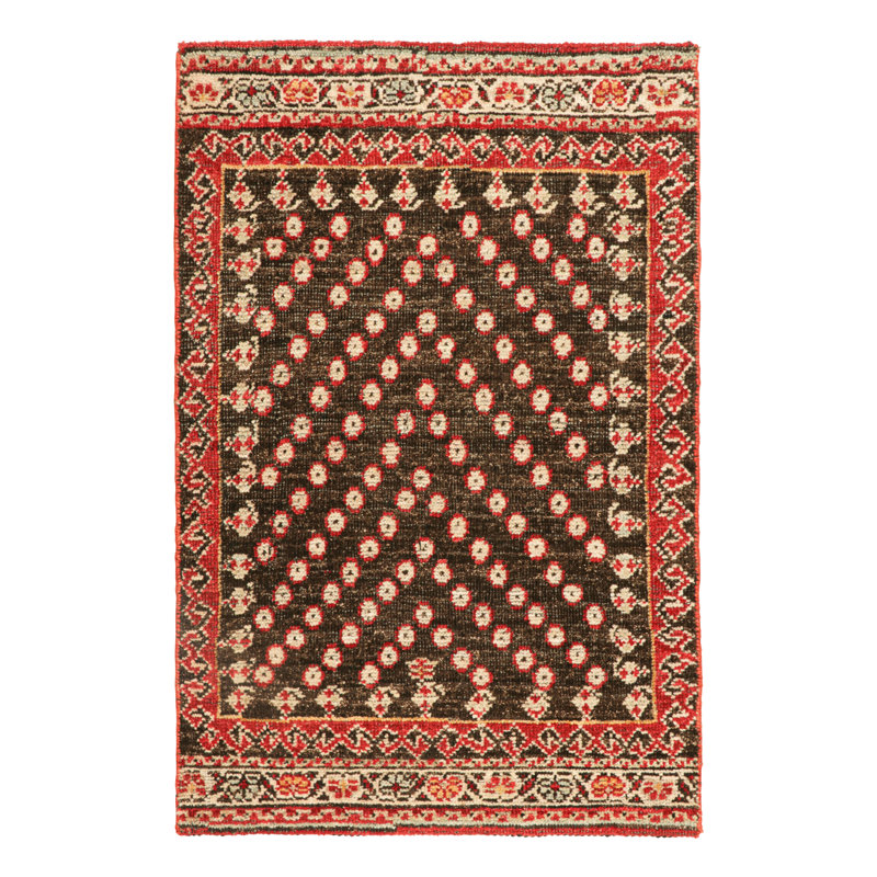 Burano Hand Knotted Wool Floral Area Rug, Rectangle 4' x 6'