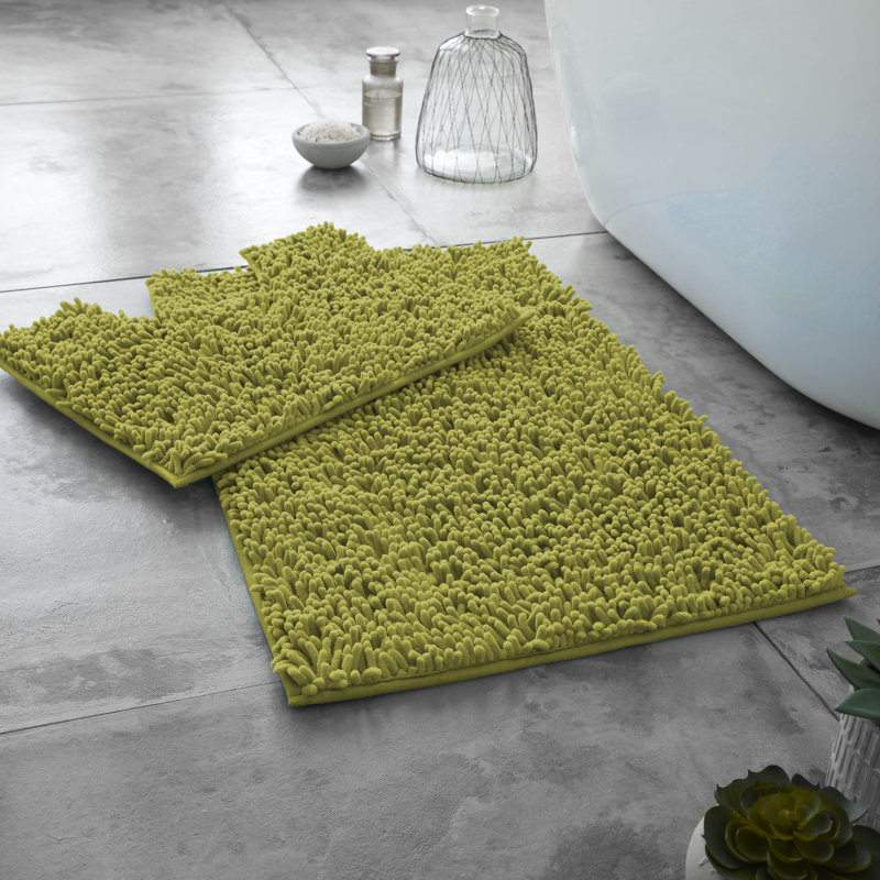 2 Piece Set Rectangle/U-shaped Bath Mat, Green