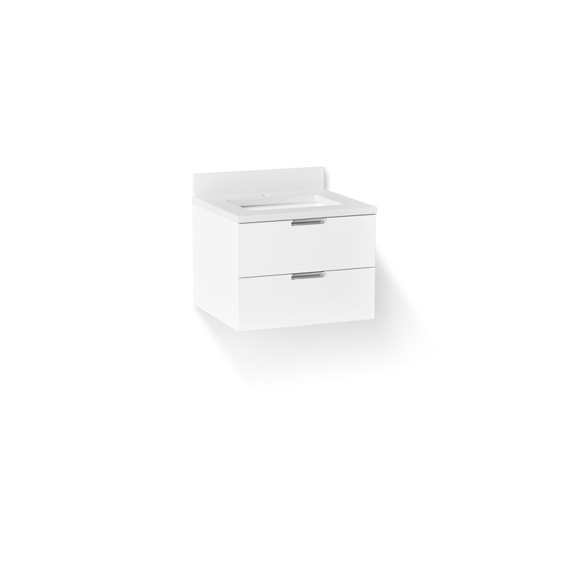 Maxstow Wall-Hung Bathroom Vanity Cabinet With Sink And Quartz Top, White, 24"
