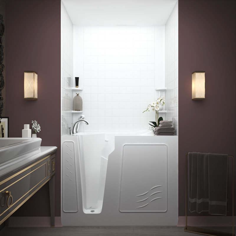 Flagstaff 52'' x 29'' Whirlpool Fiberglass Bathtub with Faucet, Left, White