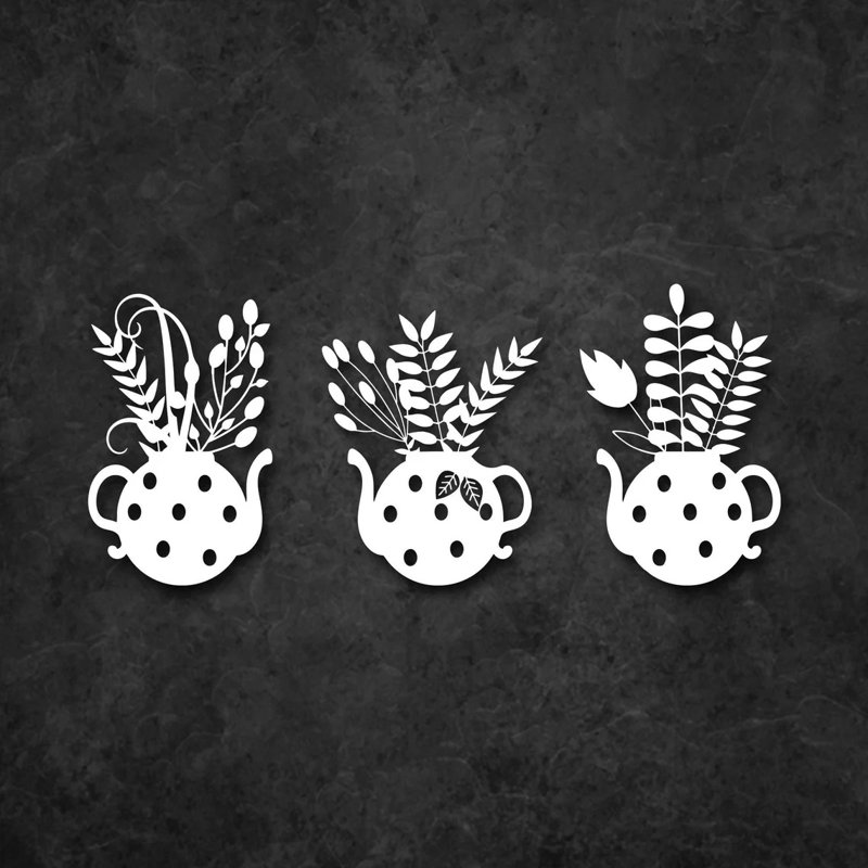 Handmade Traditional Plants & Flowers Wall Decor on Metal, White, 40cm H x 90cm W x 2cm D