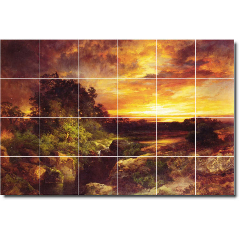 Carreau de céramique décorative 36 po x 24 po 6 po x 6 po, Paysage 06323