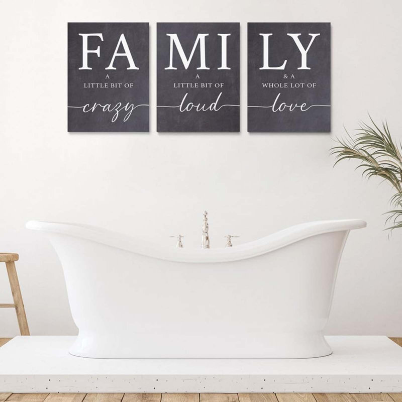 3 Piece Wrapped Canvas Print, Grey