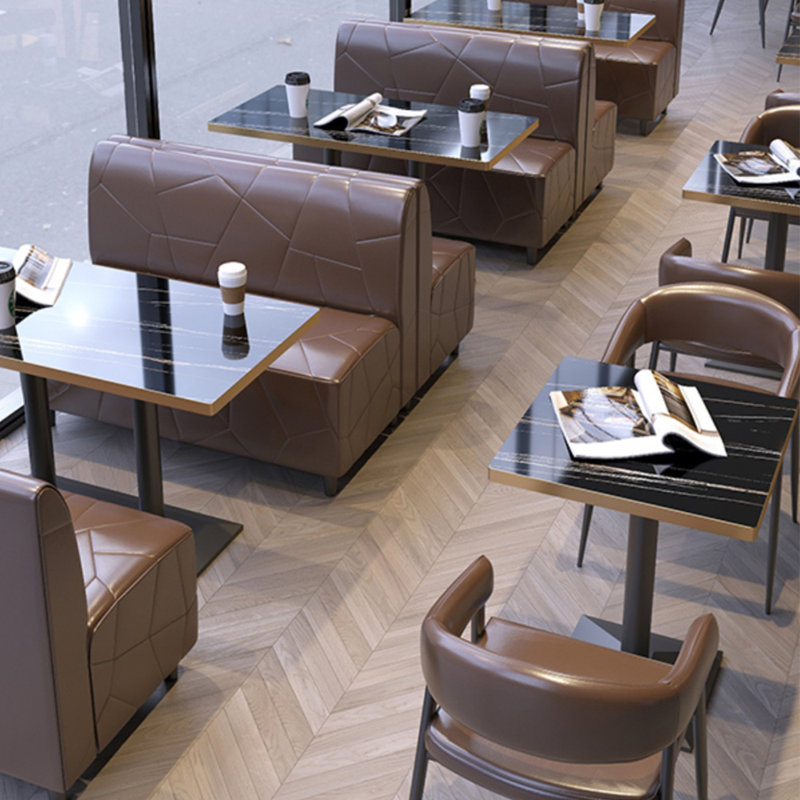 Retro Simple Restaurant Cafe Benches Upholstered Bench, Brown