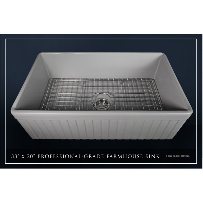 Luxury Solid Fireclay Farmhouse Sink, Stainless Steel Accessories