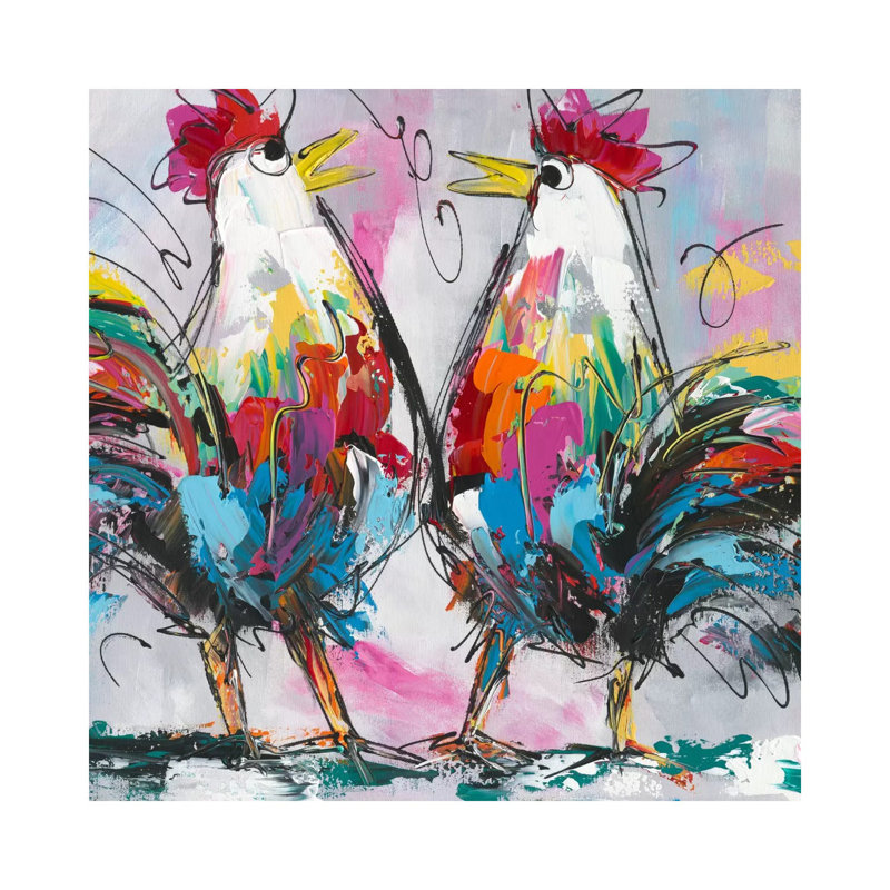 Let's Talk About Chicken by Art Fiore - Wrapped Canvas Gallery-Wrapped Canvas Giclée, 45.72 cm H x 45.72 cm W x 3.175 cm D