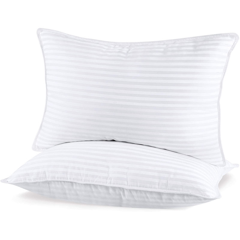 Down Alternative Bed Pillows with Plush Support Set of 2 Hotel Collection Pillows with Cotton Cover Gel-Filled Fiber Pillows