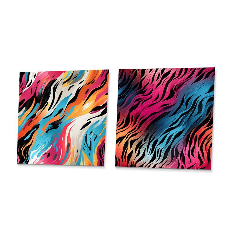 Cylin - Ensemble de 2 carrés à motif abstrait en métal, H 29 po x l 58 po