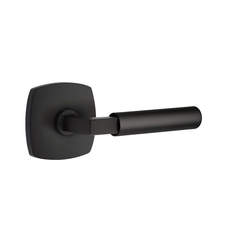 Mortaise intérieure Emtek Select avec rosette Urban Modern et tige carrée en L, levier lisse, Oui, Dos plat