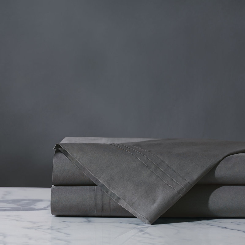 Vail Egyptian Cotton Percale Flat Sheet, Slate, King Flat Sheet