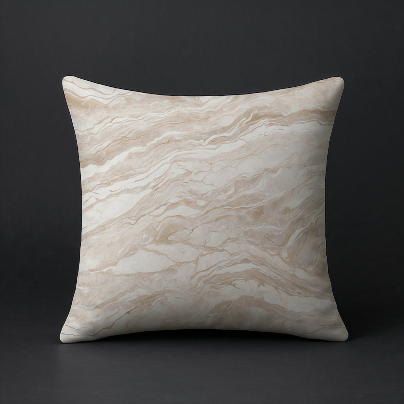 Coussin décoratif intérieur / extérieur gris Modern Modern, Gris / brun / beige abstrait, Carré 16 po