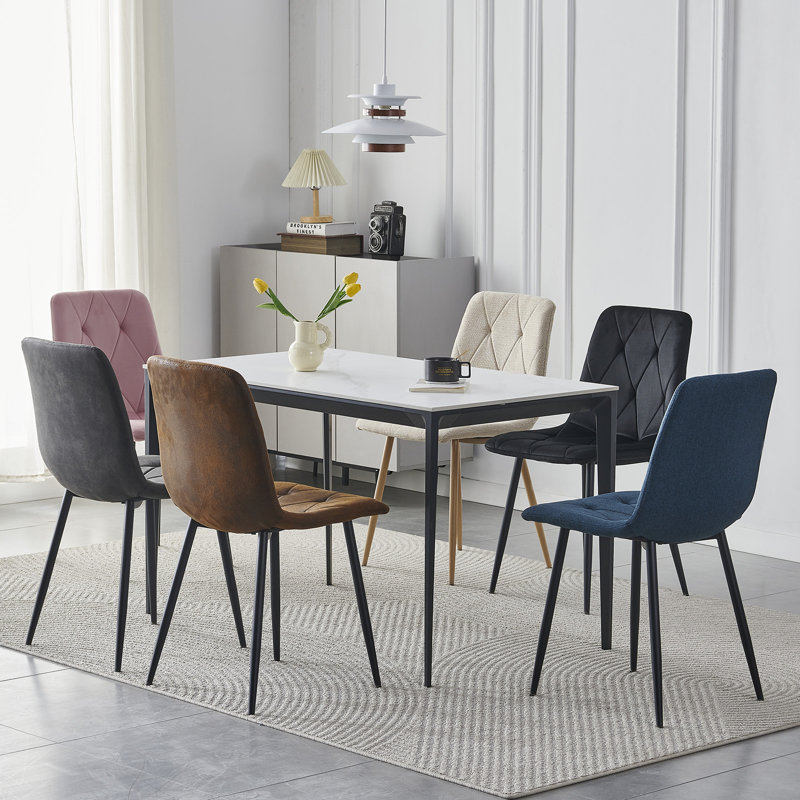 49cm H Tufted Velvet Upholstered Side Chair in Grey, 4