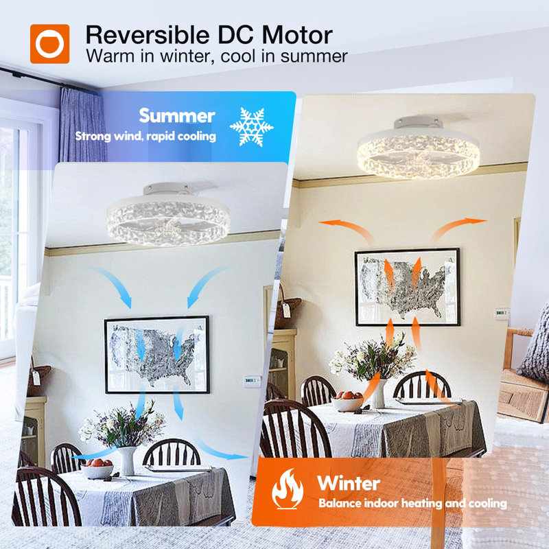 16'' Smart LED Ceiling Fan with Light and Remote APP Control, White