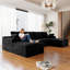 Canapé modulaire en forme de U de 126 po Koli, canapé à compression, velours côtelé noir-2175873