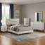 Ensemble de chambre avec grand lit 5 pièces Dle, similicuir blanc, accents dorés modernes-117055922-117055923