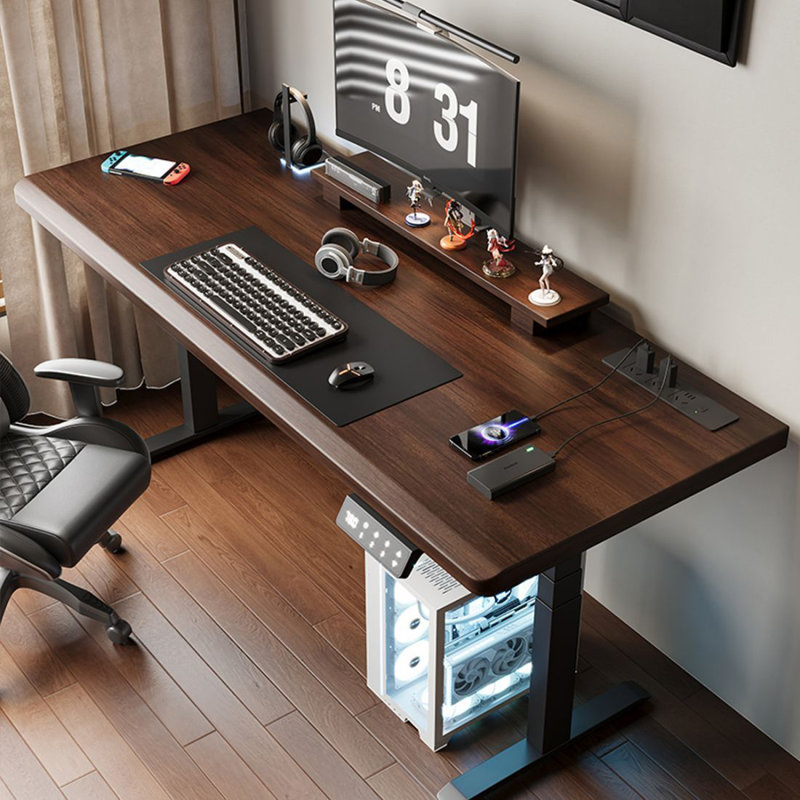 Bureau debout rectangulaire en bois massif noir noyer, H 50 po x l 55,12 po x P 27,56 po