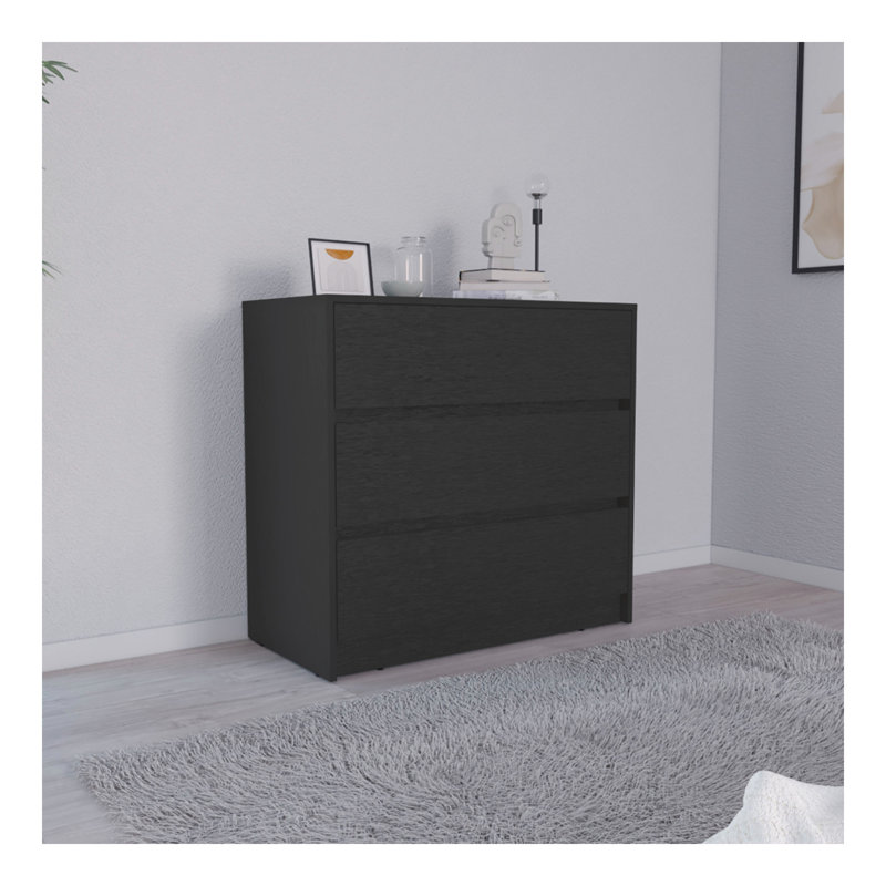 Commode à trois tiroirs Austin, mécanisme coulissant - noir
