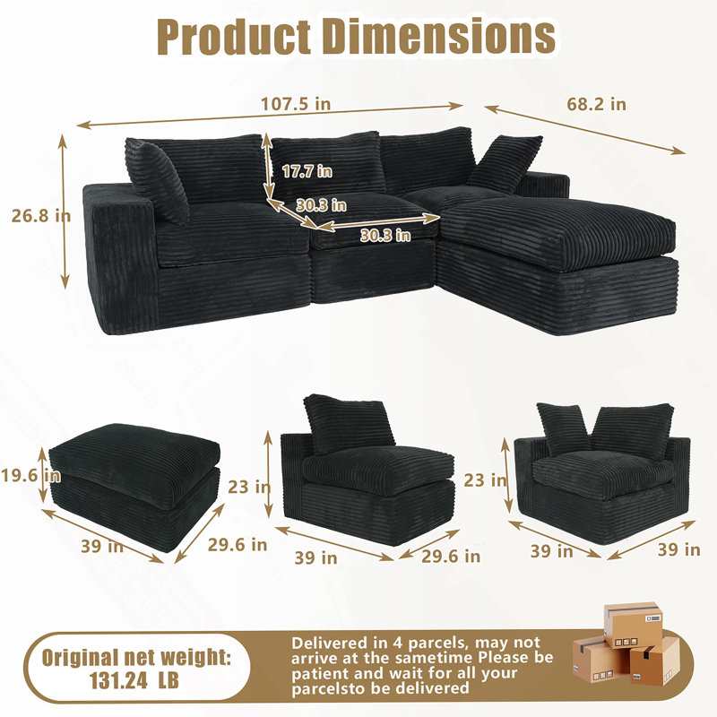 Canapé modulaire avec siège profond désossé