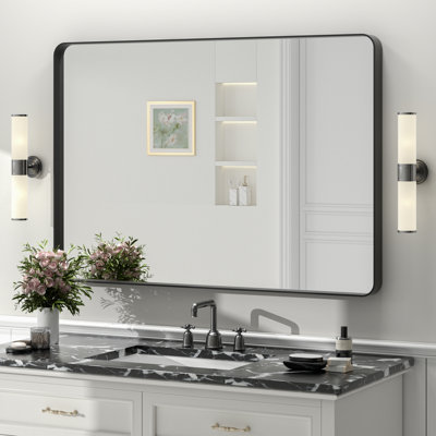 Miroir de salle de bain mural en verre trempé et métal Molly