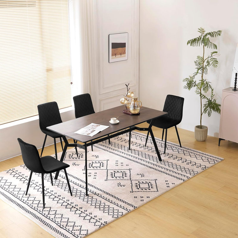 Elian 43.5cm H Velvet Upholstered Full Back Side Chair, Black