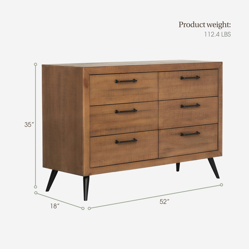 Stilnovo Kids 6 - Drawer Dresser, Sugar Cane/Black