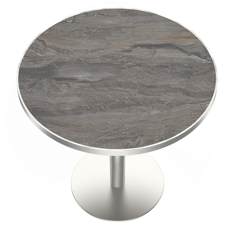 Table bistro ronde de 31,5 pouces avec plateau en faux marbre et plateau en métal robuste, facile à assembler, diamètre de la structure en métal robuste