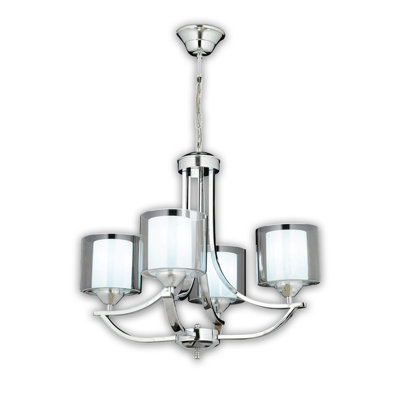 4 Lights Metal Body Cylinder Chandelier With Glass Cap