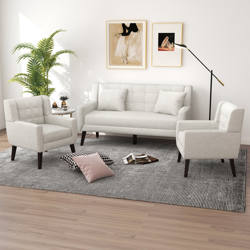 Ensemble de salon 3 pièces Jaqueze, Beige