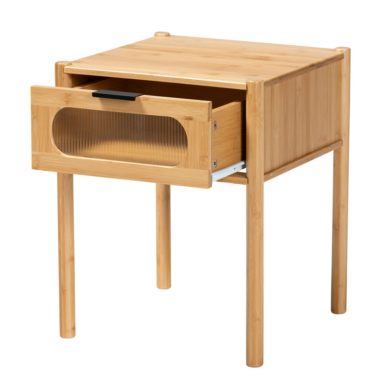 Solid Wood End Table with Storage