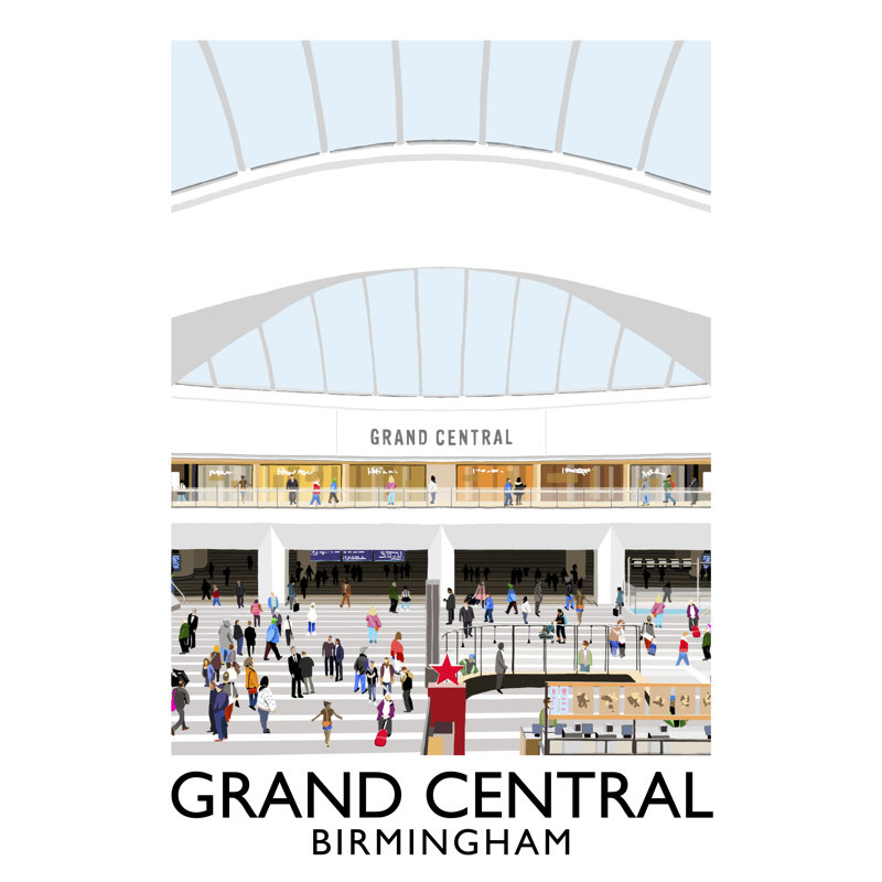 Grand Central Birmingham by Richard O'Neil - Print, 40 cm H x 30 cm W x 1 cm D, No Frame