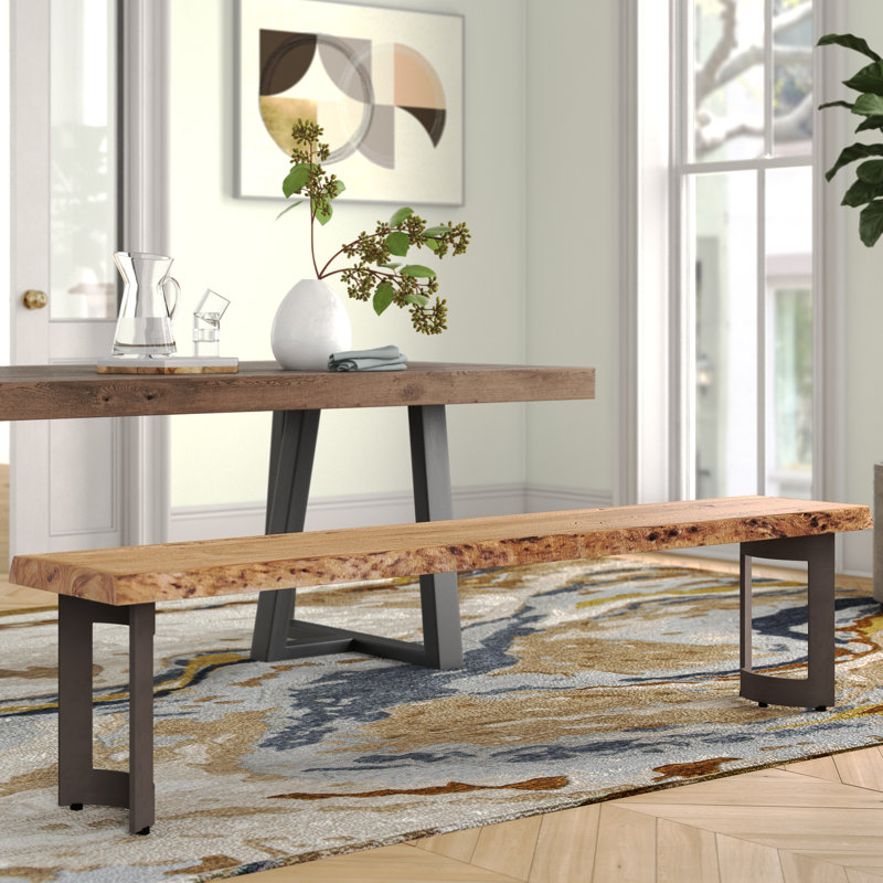 Banc en bois Burnell Live Edge, Brun / noir, H 18 po x l 76 po x P 15 po