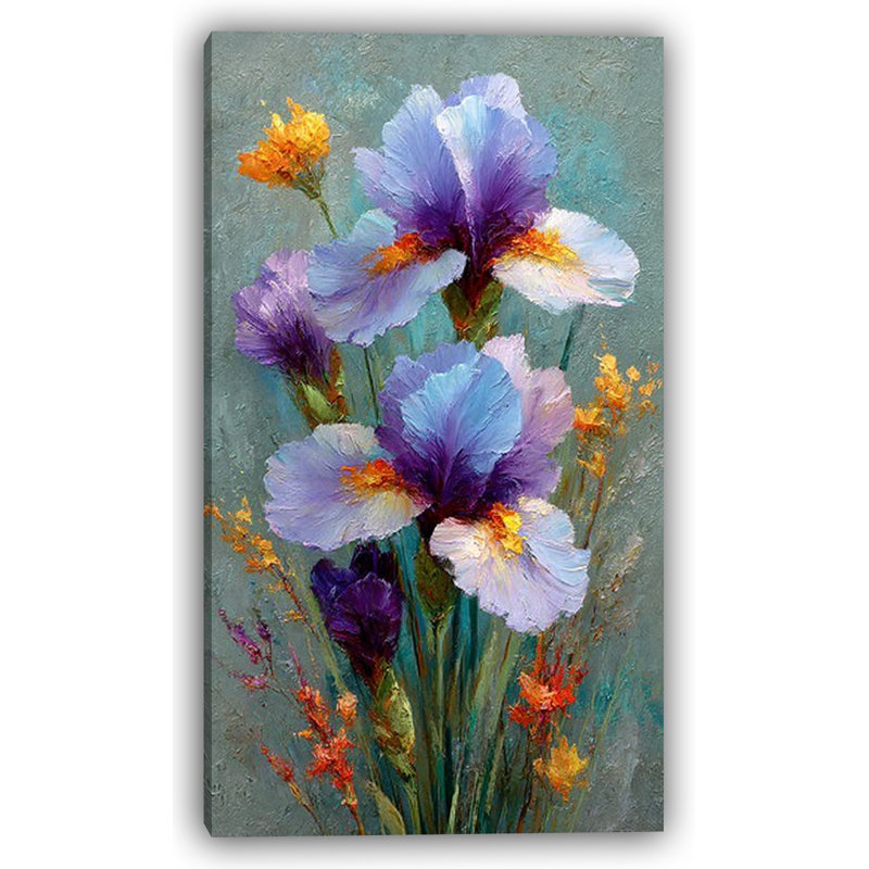 «Vibrant Iris Garden», art mural sur toile, H 36 po x l 20 po