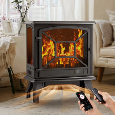Cythina Freestanding Electric Fireplace with Remote Control and Smart App