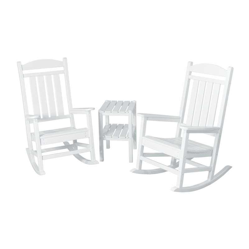 Ensemble de chaise berçante 3 pièces POLYWOOD, Blanc